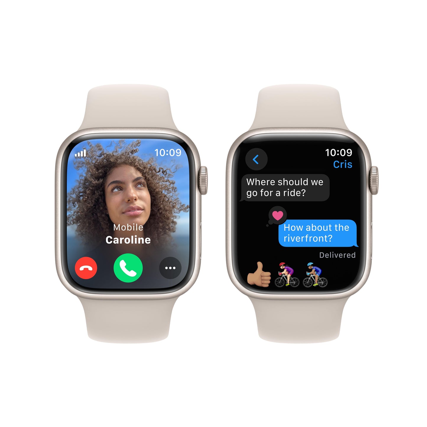 Apple Watch Series 9 GPS + Cellular 45mm Starlight Aluminium Case with Starlight Sport Band - S/M