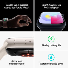 Apple Watch Series 9 GPS + Cellular 41mm Silver Aluminium Case with Storm Blue Sport Band - M/L