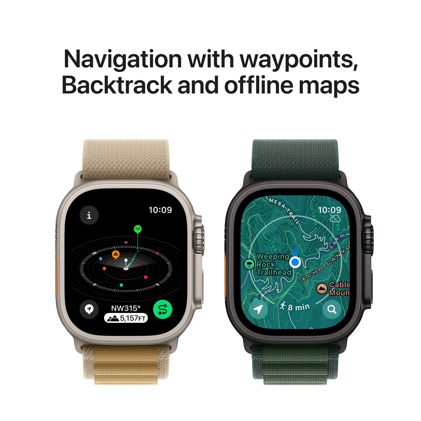 2024 Apple Watch Ultra 2 GPS + Cellular 49mm Black Titanium Case with Dark Green Alpine Loop - M