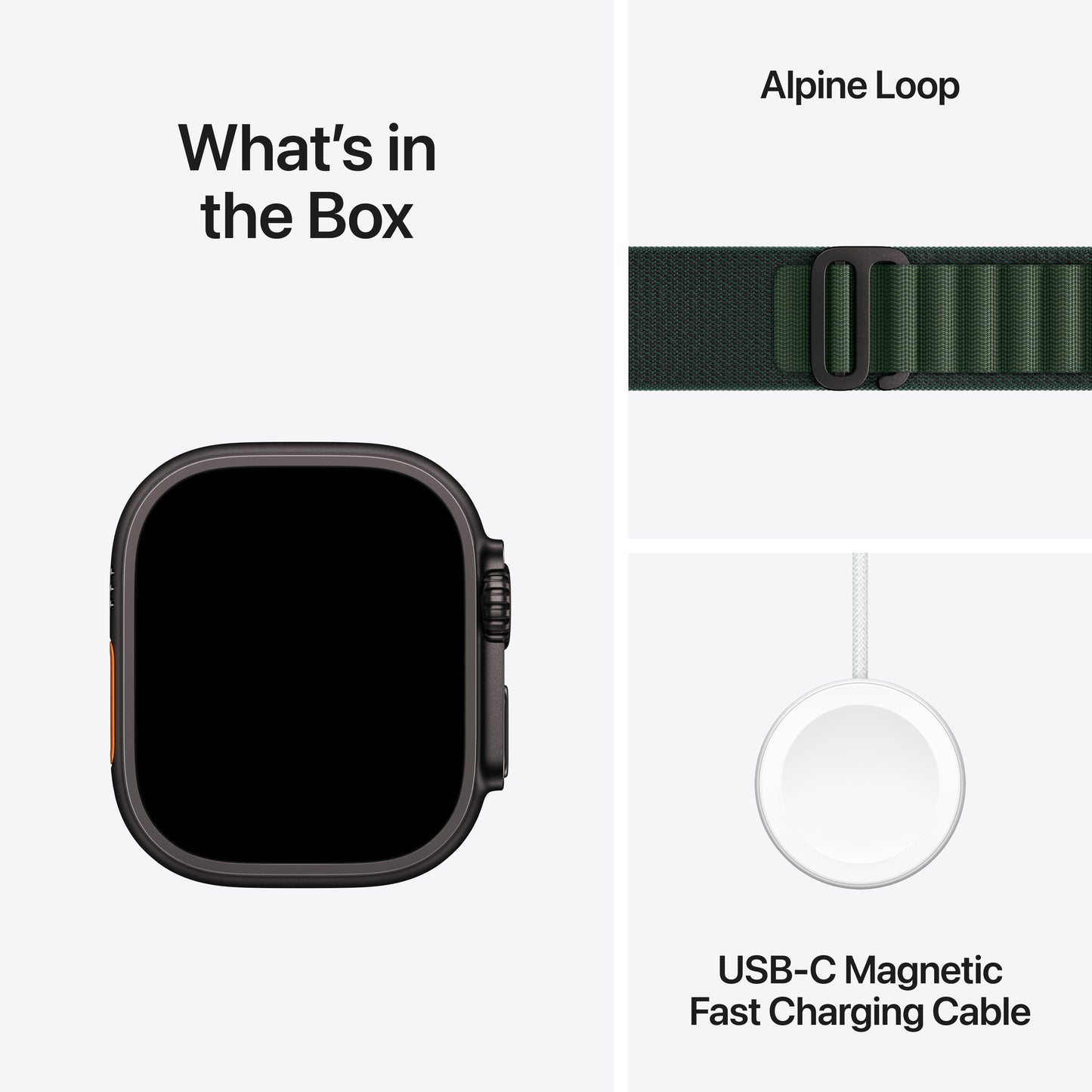 2024 Apple Watch Ultra 2 GPS + Cellular 49mm Black Titanium Case with Dark Green Alpine Loop - M