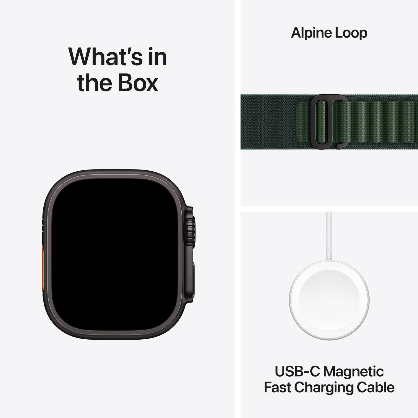 2024 Apple Watch Ultra 2 GPS + Cellular 49mm Black Titanium Case with Dark Green Alpine Loop - S