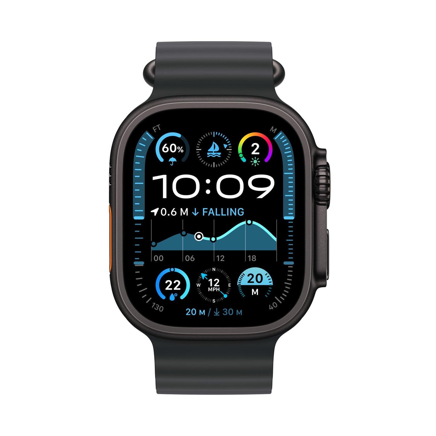 2024 Apple Watch Ultra 2 GPS + Cellular 49mm Black Titanium Case with Black Ocean Band