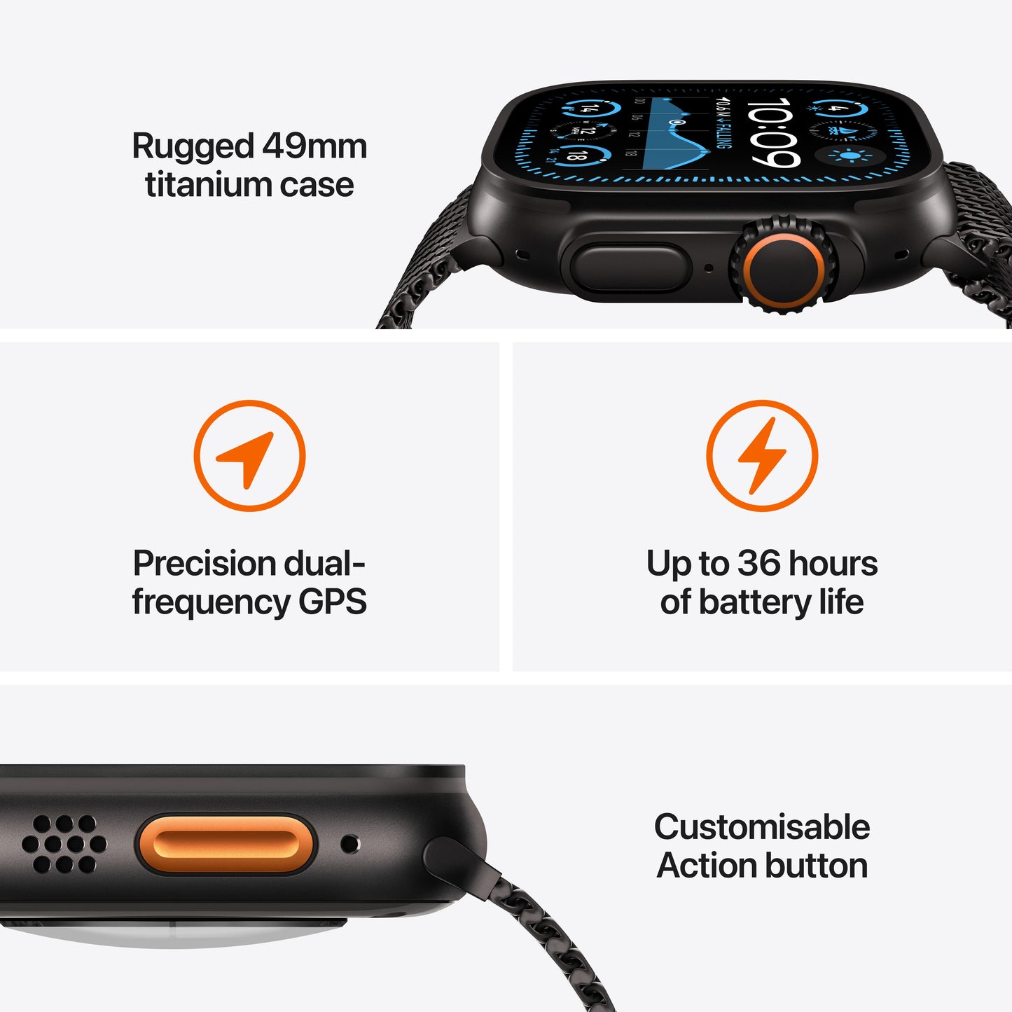 2024 Apple Watch Ultra 2 GPS + Cellular 49mm Black Titanium Case with Black Ocean Band