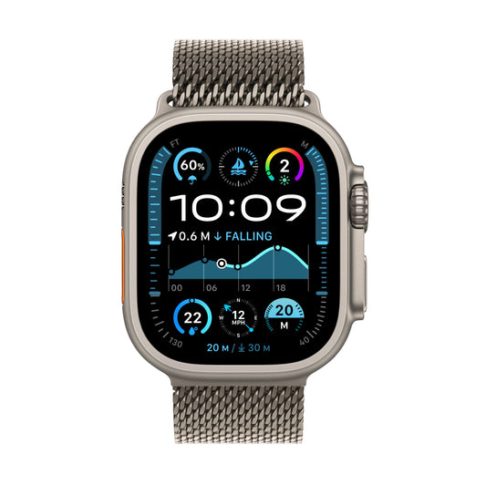 2024 Apple Watch Ultra 2 GPS + Cellular 49mm Natural Titanium Case with Natural Titanium Milanese Loop - Medium