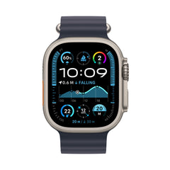 2024 Apple Watch Ultra 2 GPS + Cellular 49mm Natural Titanium Case with Navy Ocean Band