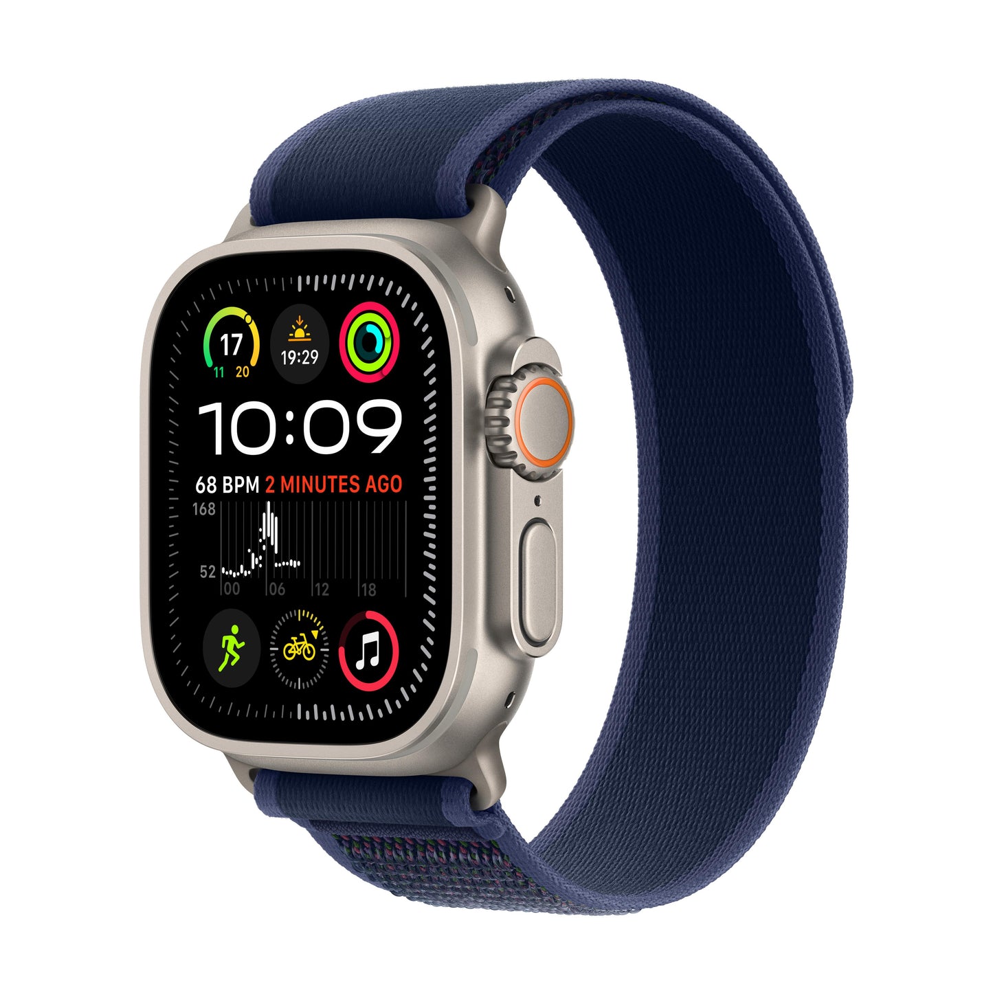 2024 Apple Watch Ultra 2 GPS + Cellular 49mm Natural Titanium Case with Blue Trail Loop - M/L