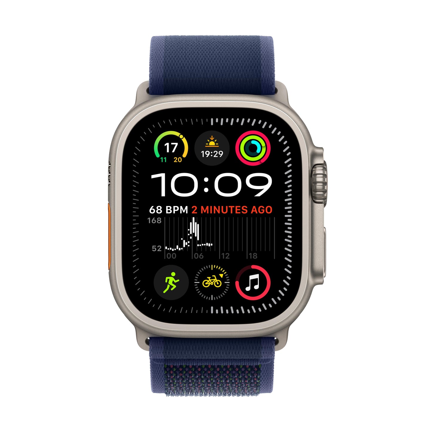 2024 Apple Watch Ultra 2 GPS + Cellular 49mm Natural Titanium Case with Blue Trail Loop - M/L