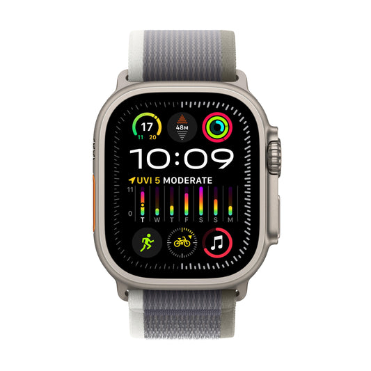 Apple Watch Ultra 2 GPS + Cellular 49mm Titanium Case with Green/Grey Trail Loop - M/L