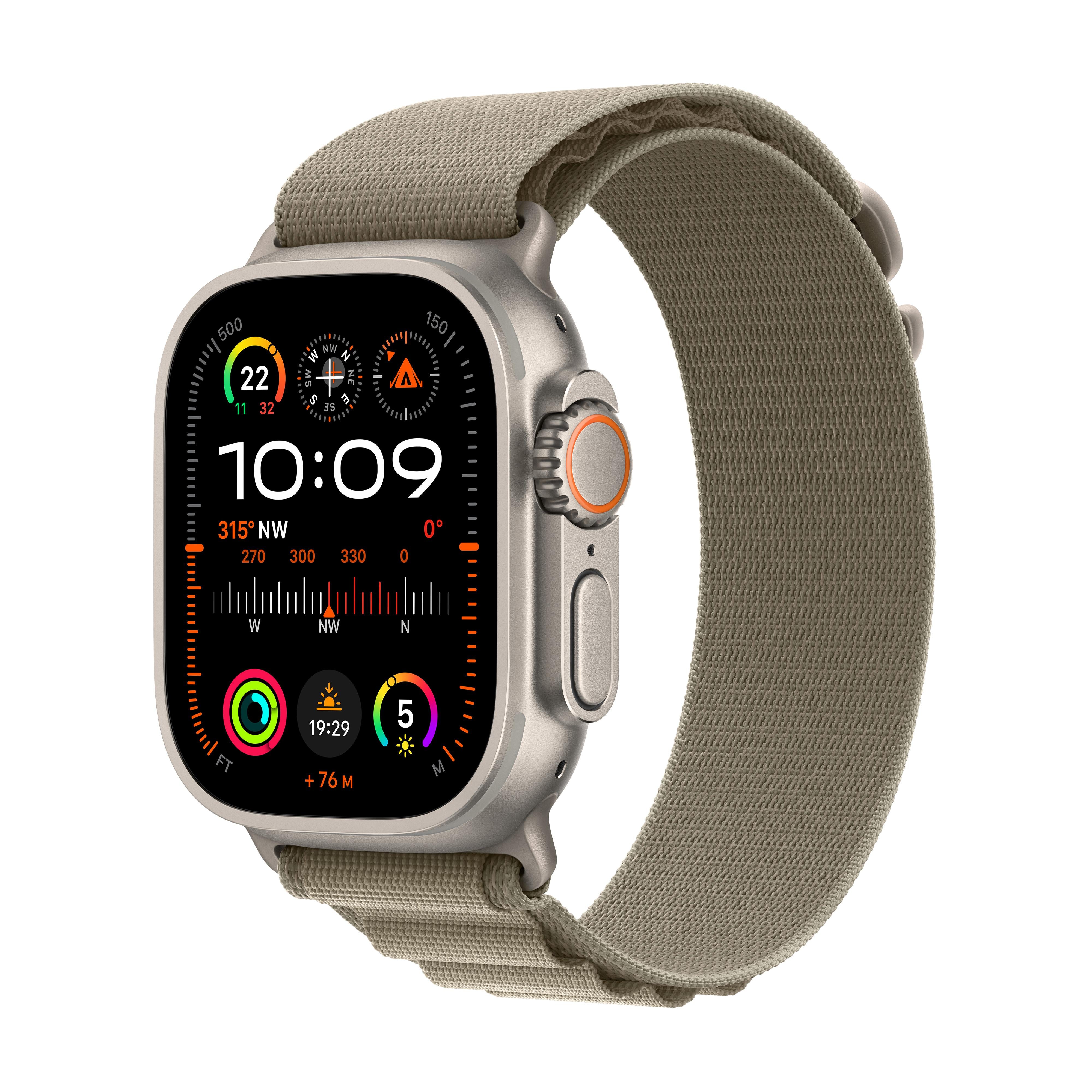 Apple Watch Ultra 2 GPS Cellular 49mm Titanium Case with Olive Alpin Switch