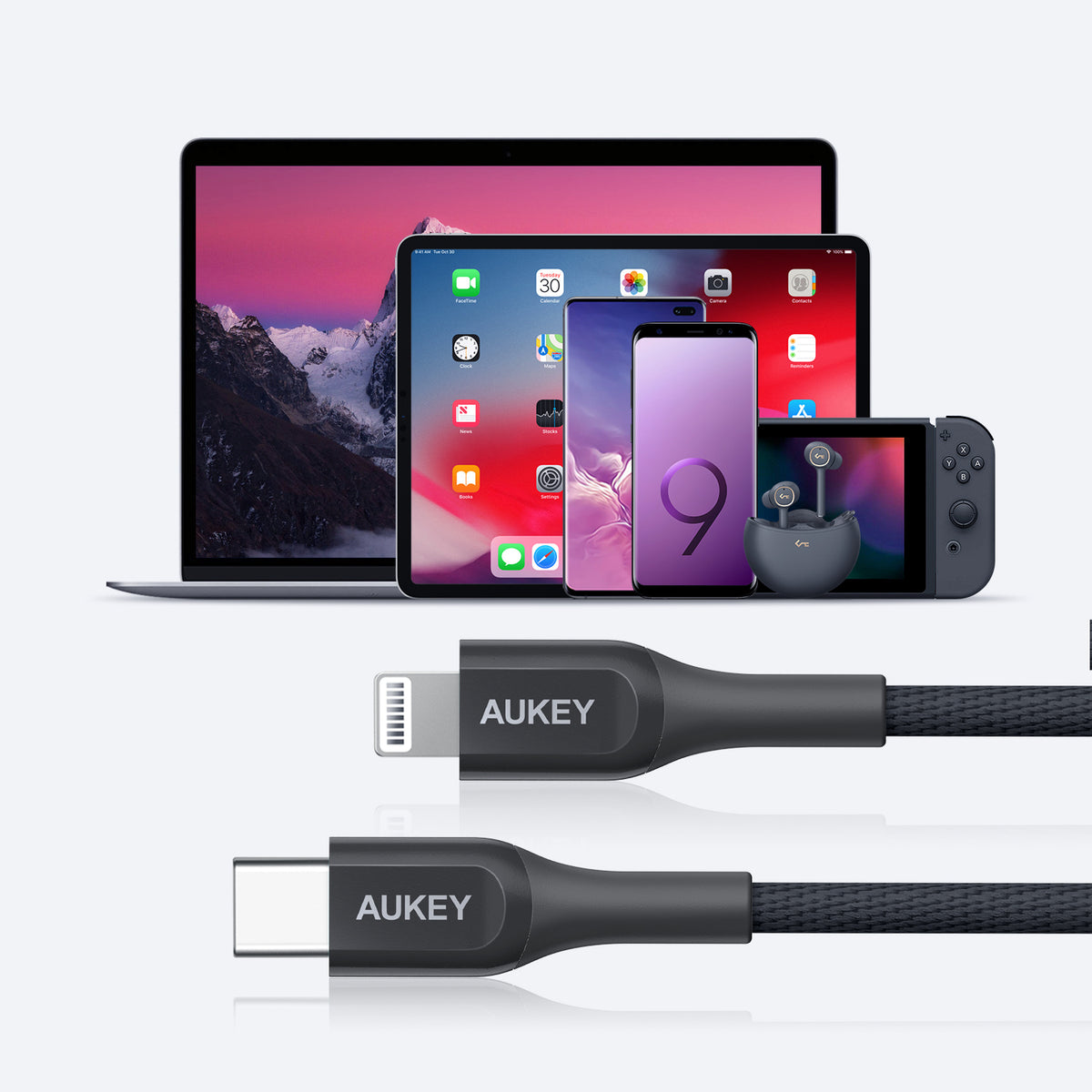 Aukey Kevlar MFi 18W USB C to Lightning Performance Cable - 1.2M