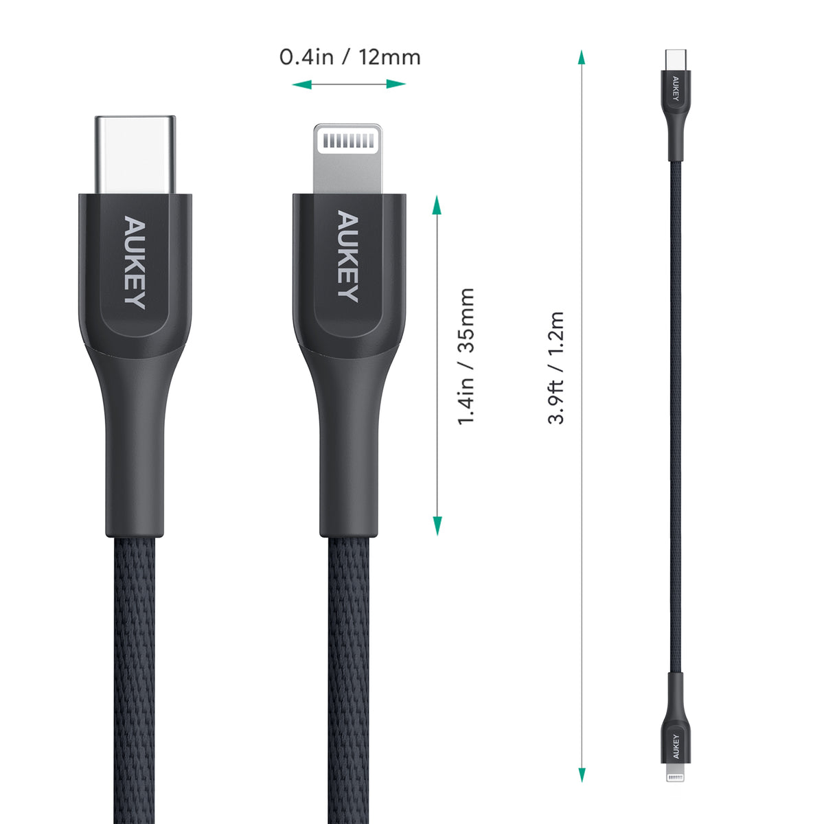 Aukey Kevlar MFi 18W USB C to Lightning Performance Cable - 1.2M