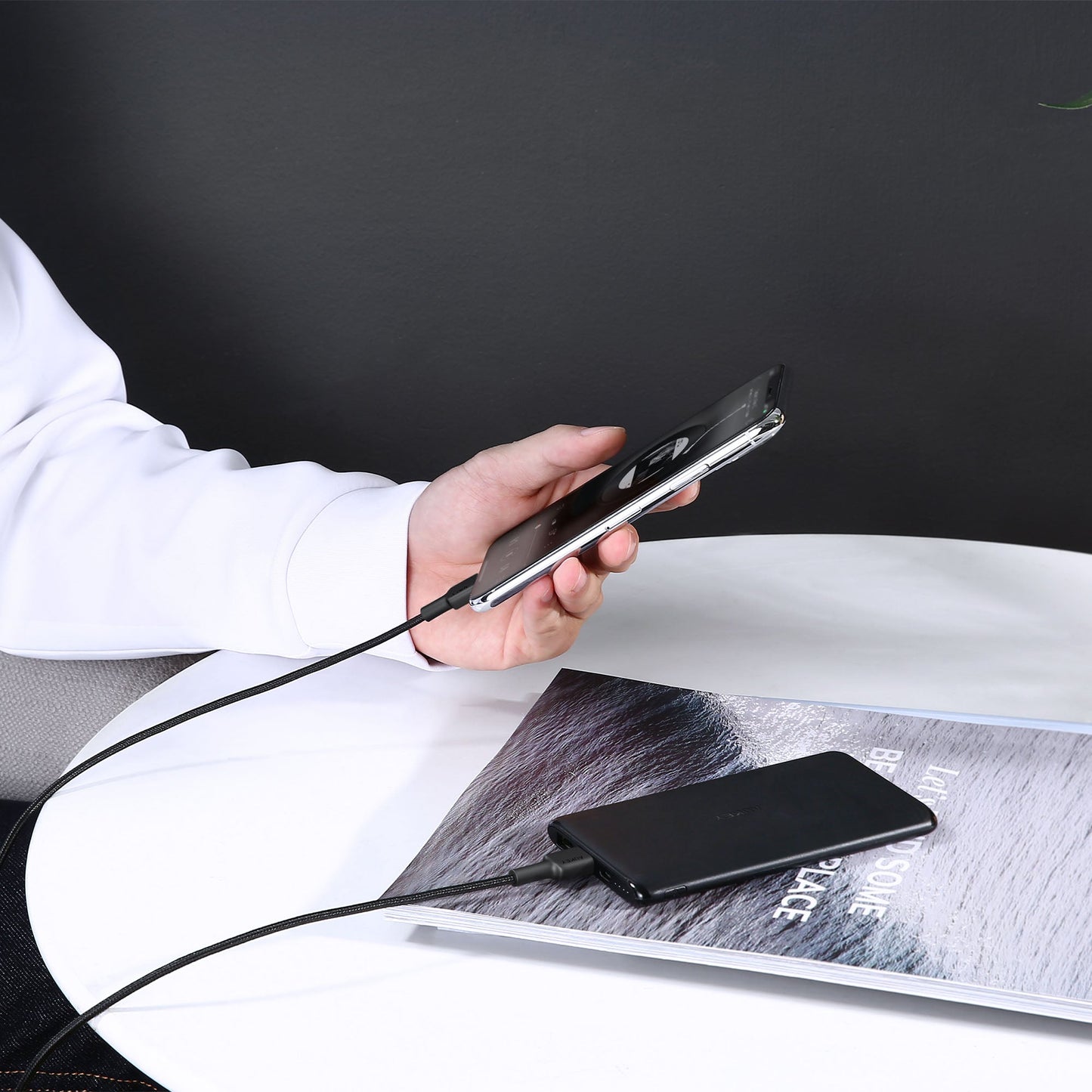 Aukey MFi Braided USB C to Lightning Fast Charging Cable 5V/9V/15V - 1.2m