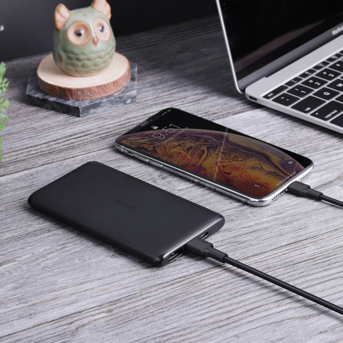 Aukey MFi Braided USB C to Lightning Fast Charging Cable 5V/9V/15V - 1.2m