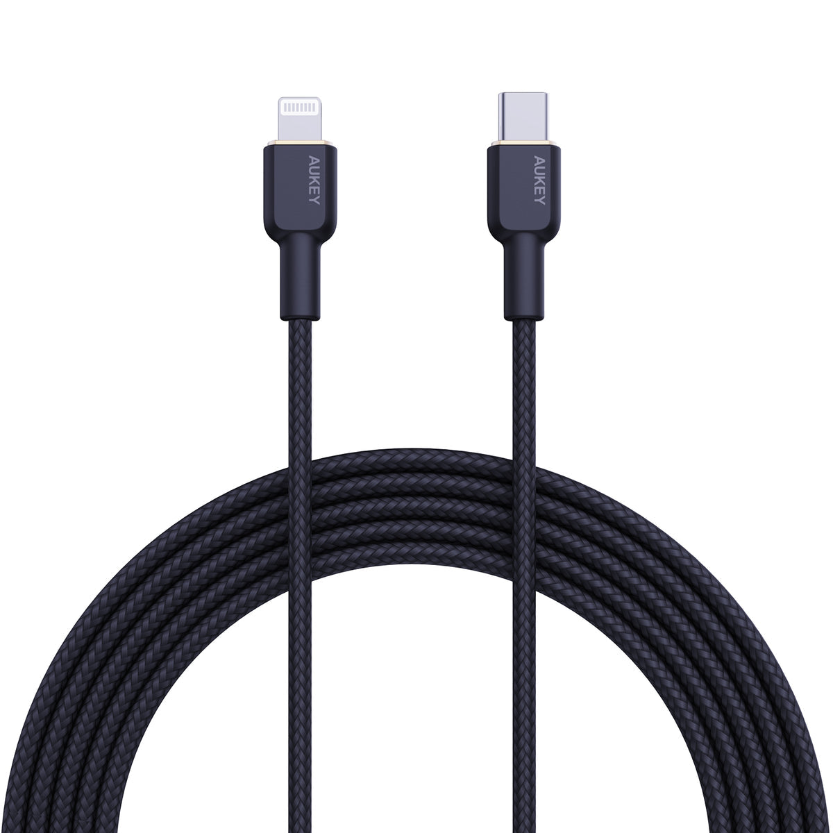Aukey 1m Armid Fiber Core USB-C toLightnning Cable - Black