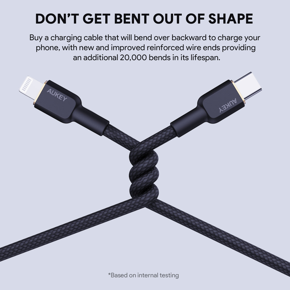 Aukey 1m Armid Fiber Core USB-C toLightnning Cable - Black