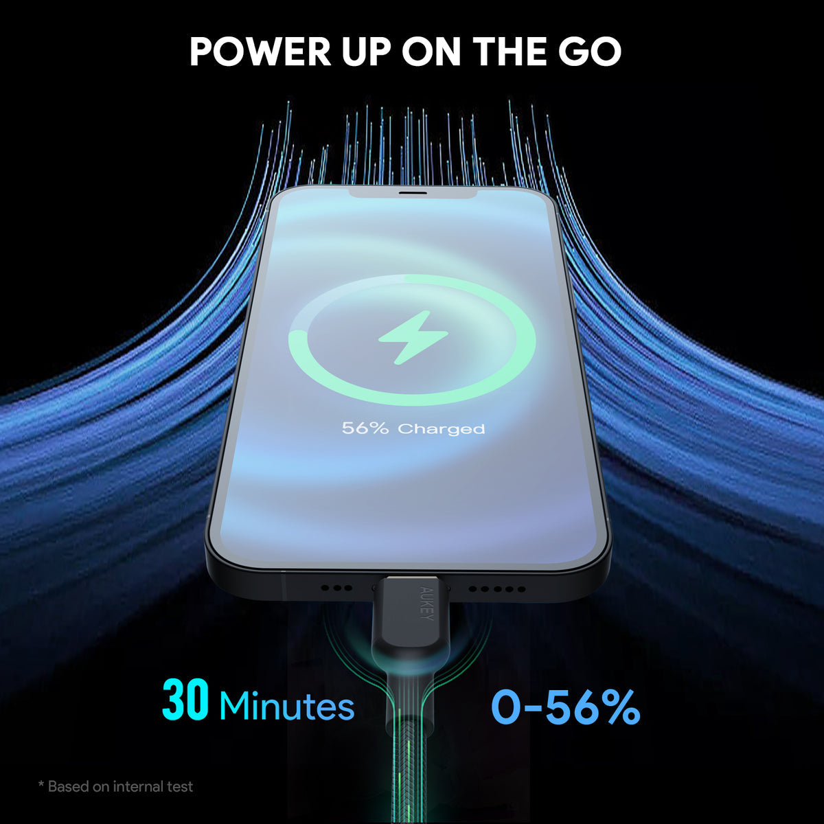 Aukey 1m Armid Fiber Core USB-C toLightnning Cable - Black