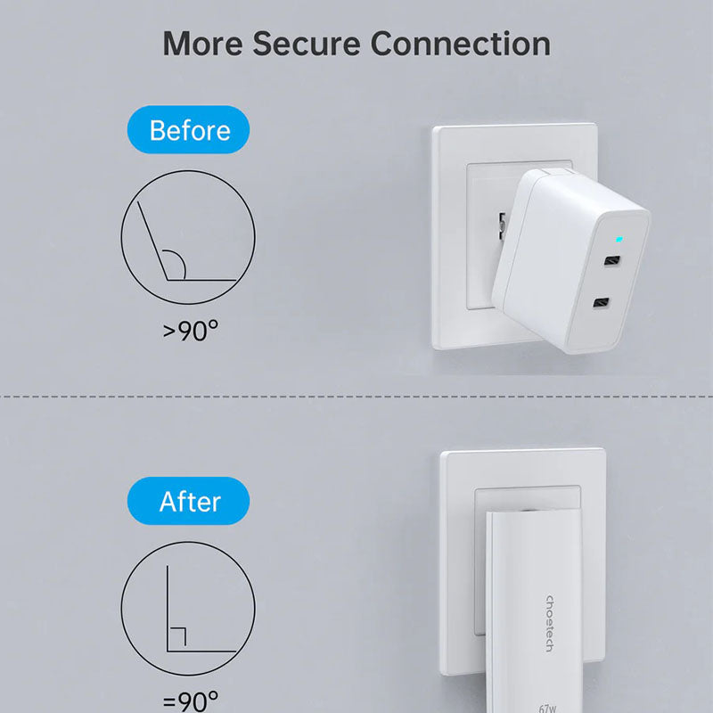 Choetech PD6011 PD67W GAN Ultra Thin A+C  Wall Charger- White