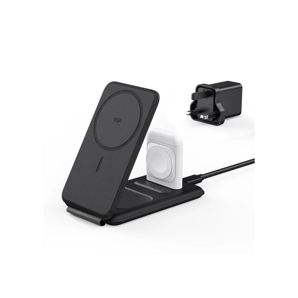 ESR HaloLock 3-in-1 Travel Wireless Charging Set (UK Plug) - Black