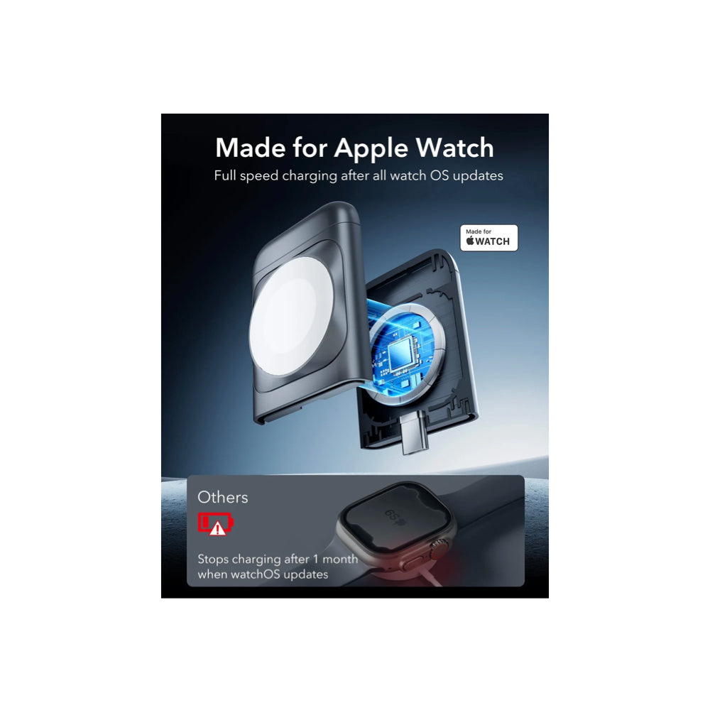 ESR HaloLock 3-in-1 Travel Wireless Charging Set (UK Plug) - Black