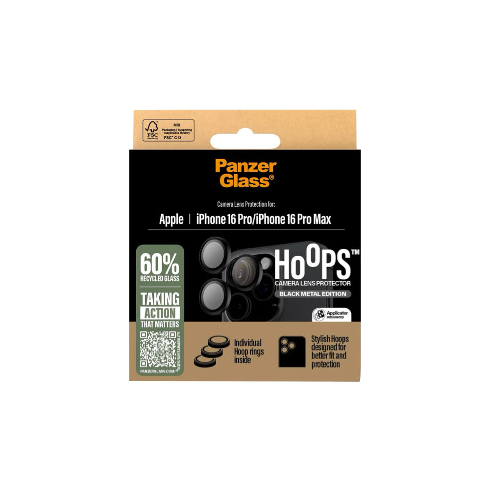 PanzerGlass Camera Lens Protector Hoop Optic Rings Apple iPhone 16 Pro/ 16 Pro Max Black