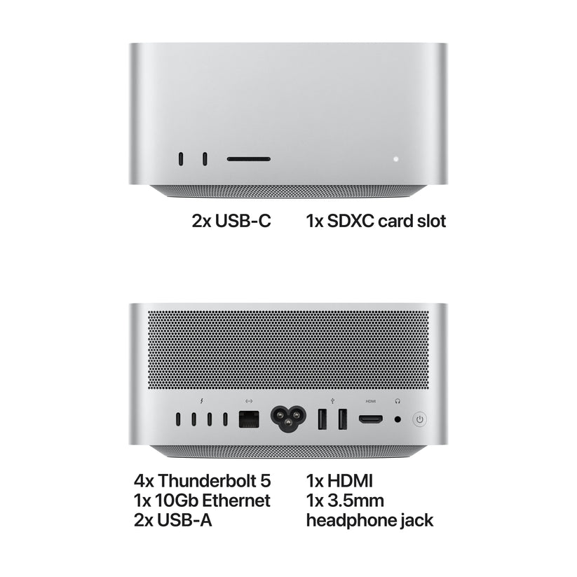 Mac Studio: Apple M5 Max chip with 18-core CPU and 32-core GPU, 512GB SSD