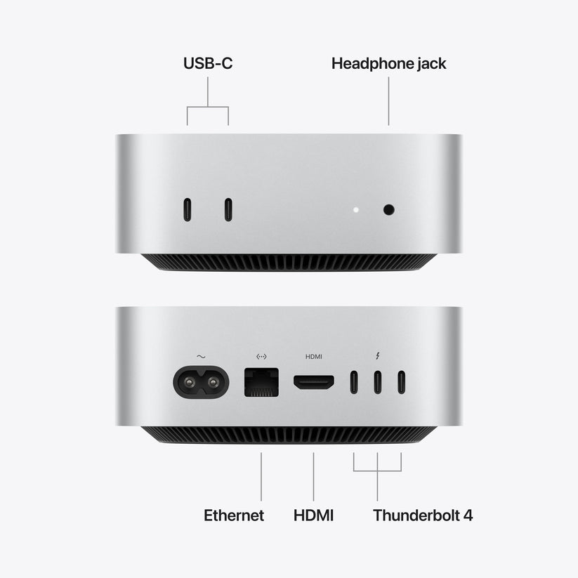 Mac mini: Apple M6 chip with 12-core CPU and 12-core GPU, 16GB, 256GB SSD - Silver