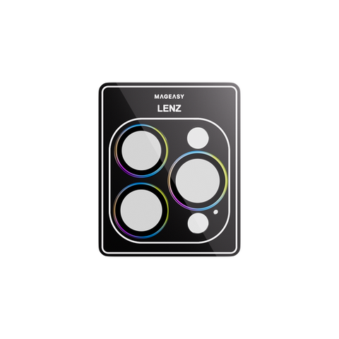 Mageasy iPhone 16 Pro/Pro Max Lenz Sapphire Lens Protector Titanium Iridescent