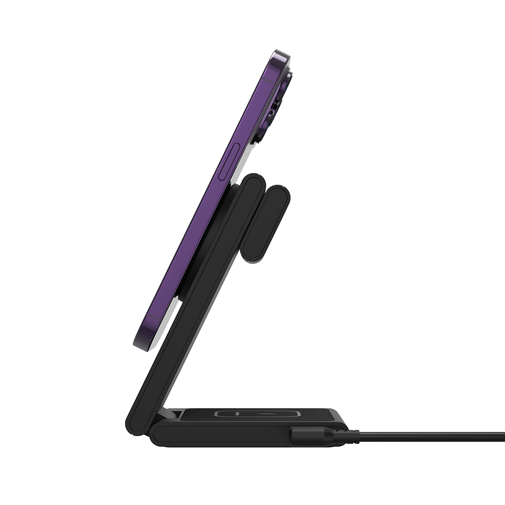 Mazer MagSafe, Qi&Apple Watch Foldable 3in1 Wireless Charging Stand-Black