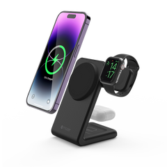 Mazer 3in1 MagSafe, Qi&Apple Watch Wireless Charging Stand-Black