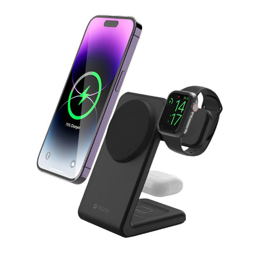 Mazer 3in1 MagSafe, Qi&Apple Watch Wireless Charging Stand-Black