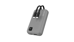 Mazer PowerCharge LINK 1020 Built-in Dual USB-C Cable Charge IN&OUT 10000mAh/PD20W/USB-A/USB-C Power Banks-Natural Titanium