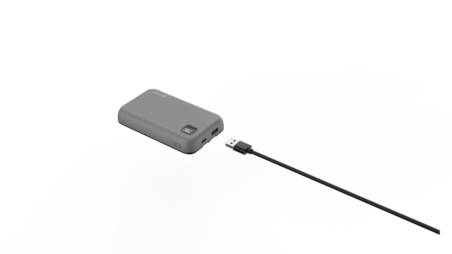 Mazer PowerCharge LINK 1020 Built-in Dual USB-C Cable Charge IN&OUT 10000mAh/PD20W/USB-A/USB-C Power Banks-Natural Titanium