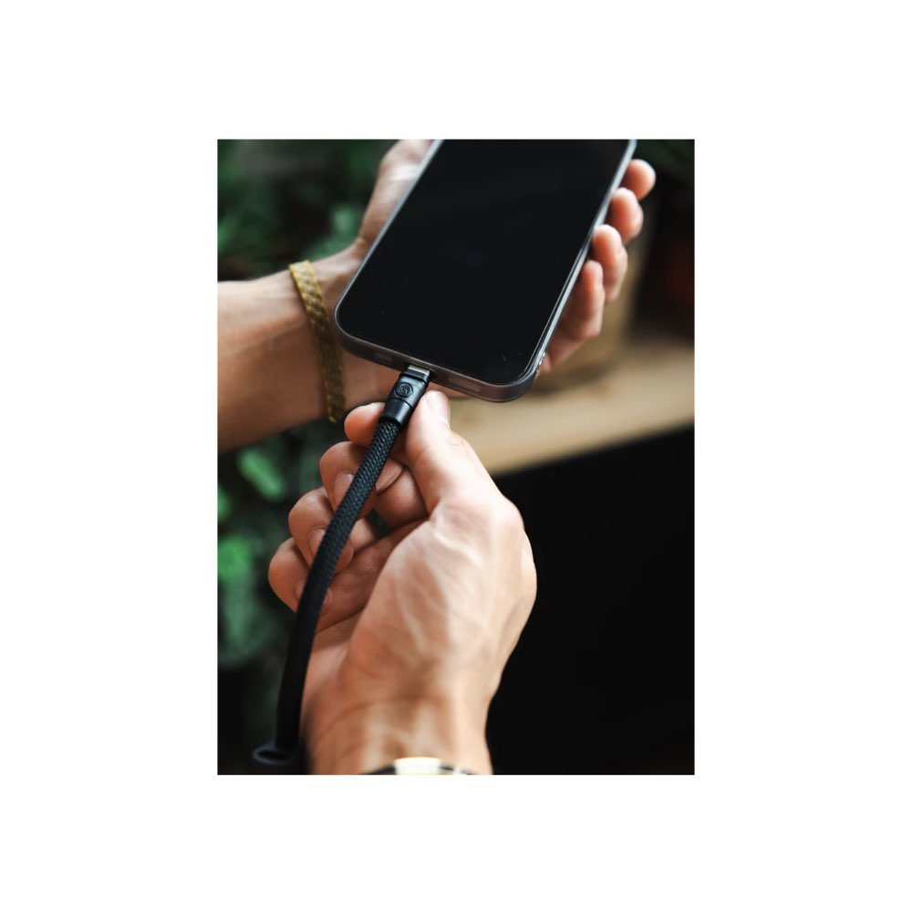 M.Craftsman Charry C to C 2 in 1 Cable + Wrist Phone Strap (Black)