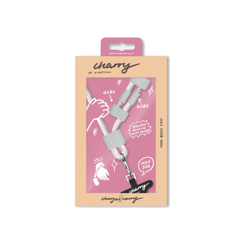 M.Craftsman Charry C to C 2 in 1 Cable + Wrist Phone Strap (Pink)