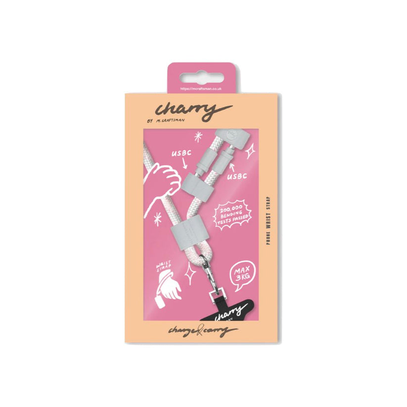 M.Craftsman Charry C to C 2 in 1 Cable + Wrist Phone Strap (Pink)