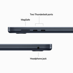 15-inch MacBook Air: Apple M2 chip with 8‑core CPU and 10‑core GPU, 512GB SSD - Midnight