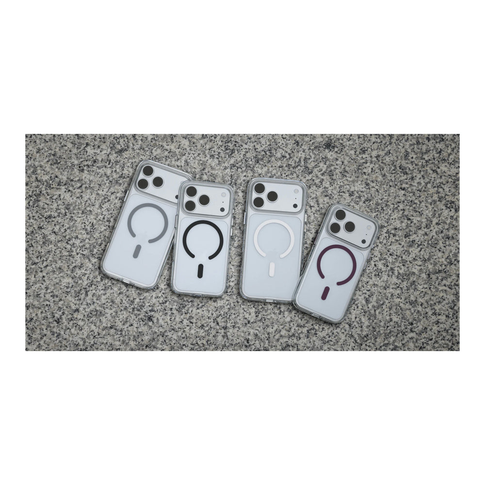 Mageasy Bright M | Magsafe Never Yellowing for iPhone 18 Pro/17 Pro - Transparent/White Ring