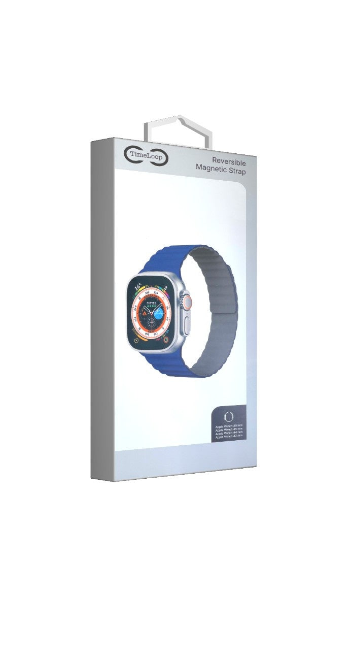 TimeLoop Apple Watch Reversible Magnetic Strap 49mm/45mm/44mm/42mm (Blue/Grey)