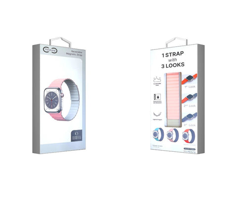 TimeLoop Apple Watch Reversible Magnetic Strap 41mm/40mm/38mm (Pink/White)