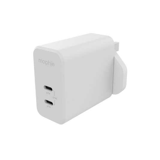 Mophie Wall Adapter (USB-C, Dual, 67W, GAN)