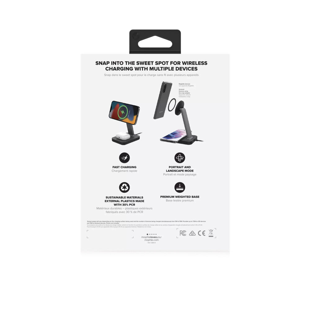 Mophie-UNV WRLS-snap+ stand & pad-Black-ROC-UK