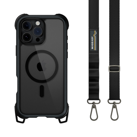 Mageasy iPhone 16 Pro Max Odyssey M +Strap| Magsafe Metal Black/ Black