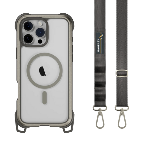 Mageasy iPhone 16 Pro Max Odyssey M +Strap| Magsafe Titanium/ Concrete Gray