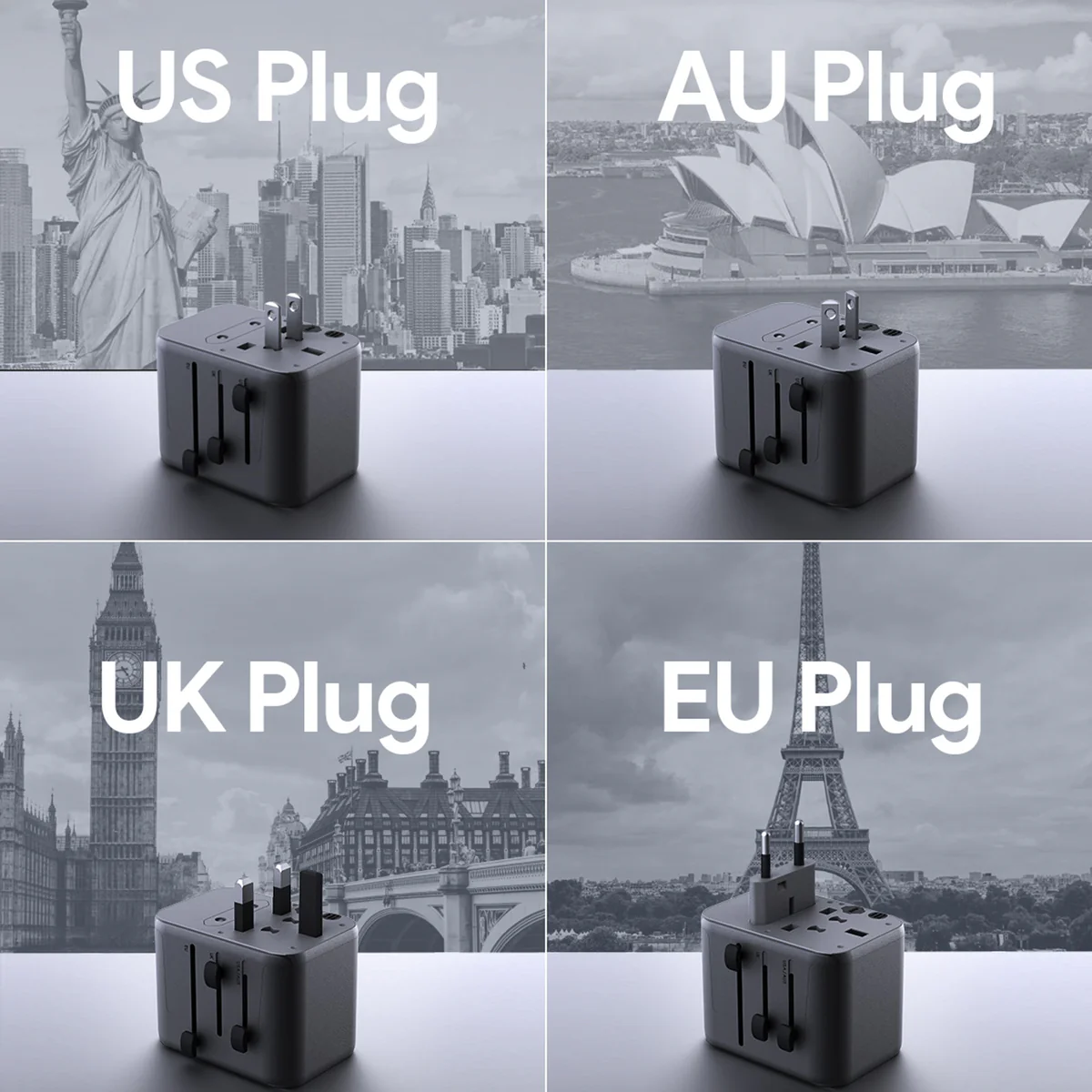 Aukey PA-TA08A 65W Travel Mate Universal Adapter - Grey