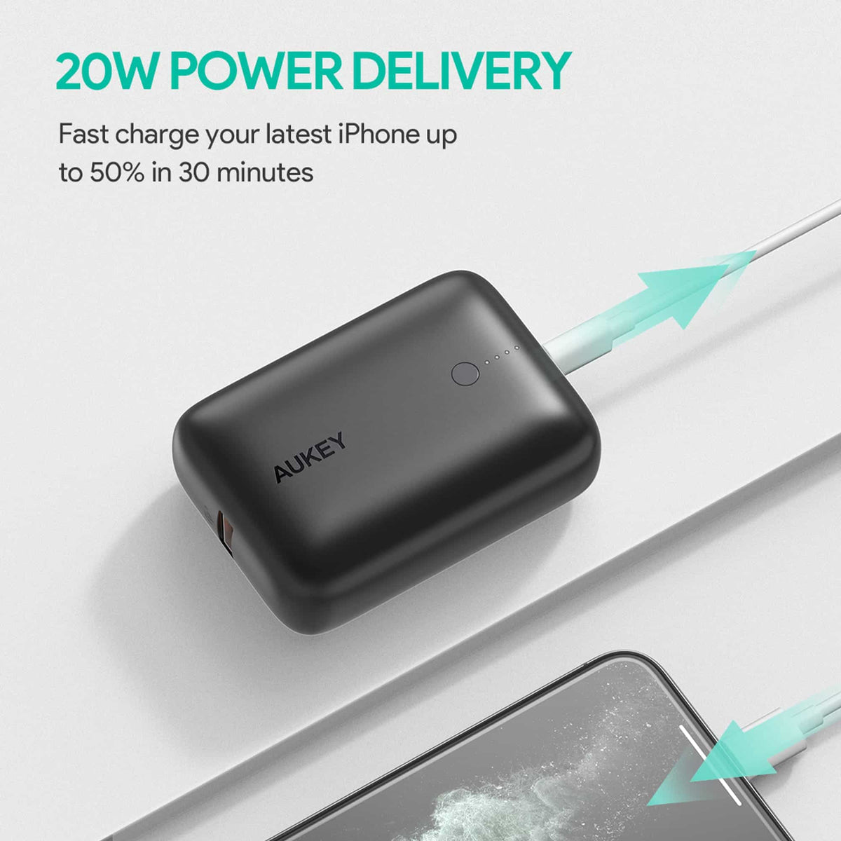 Aukey BPB-N83S 20W USB C PD & USB QC3.0 SCP 10000mAH Mini Power Bank