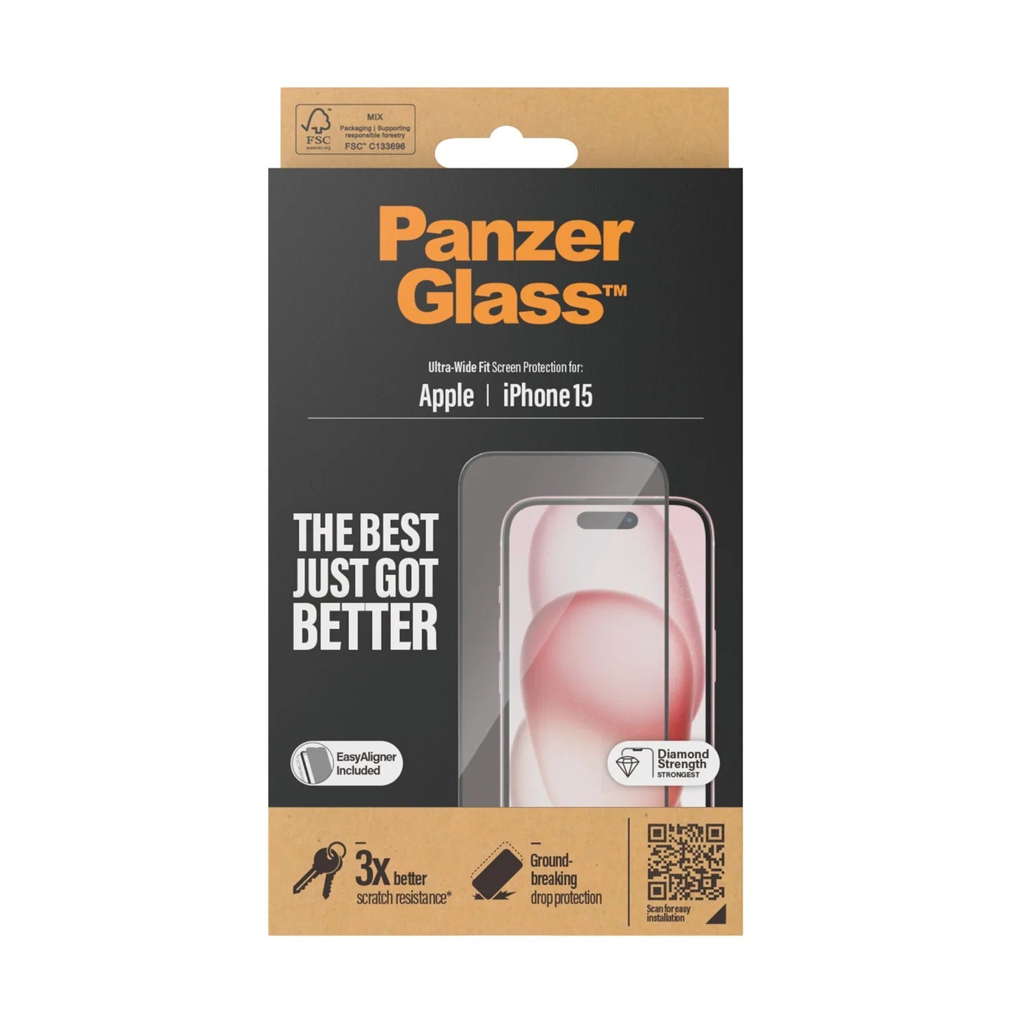 PanzerGlass Ultra-Wide Fit Clear Screen Protector (iPhone 15 Series) - iPhone 15