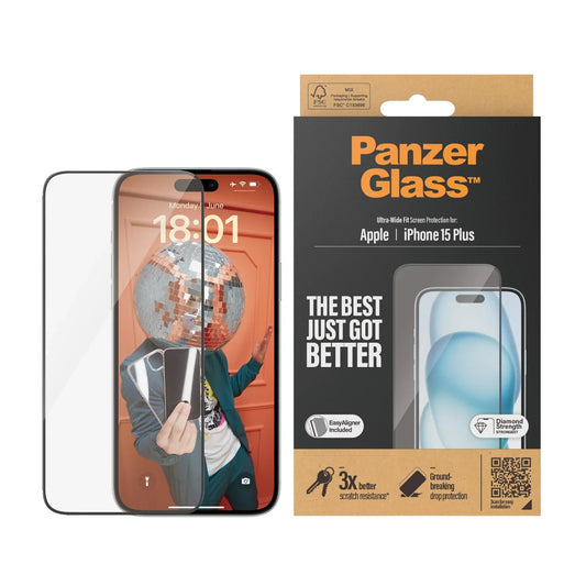 PanzerGlass Ultra-Wide Fit Clear Screen Protector (iPhone 15 Series) - iPhone 15 Plus