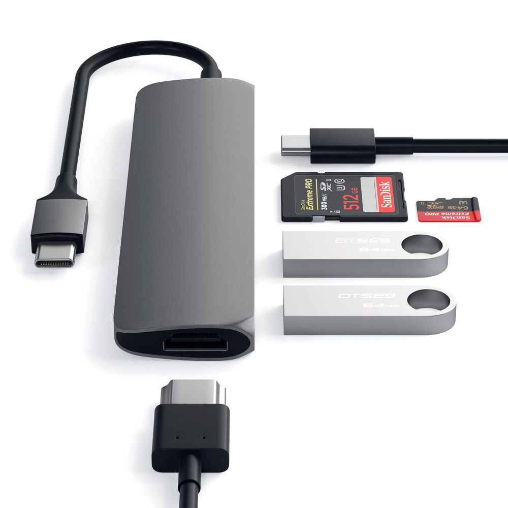 Satechi Type-C Slim Multimedia Adapter V2 (Space Grey)
