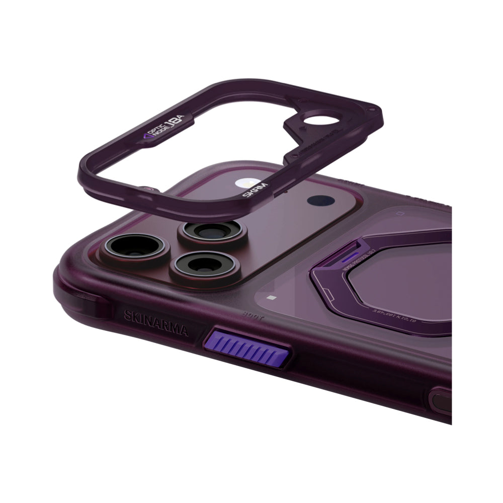 Skinarma Saturn Mag-Charge Case with Rotating Kick Stand for iPhone 18 Pro - Burgundy