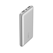 Belkin BOOST CHARGE 3-Port Power Bank 10K + USB-A to USB-C Cable, Silver